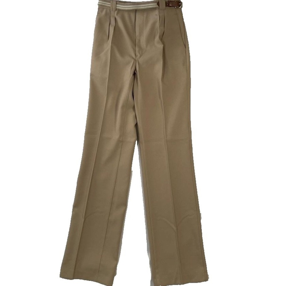Vintage Angels Flight Pants Mens 29x36 Beige Belted Dress Slacks USA 70s NOS